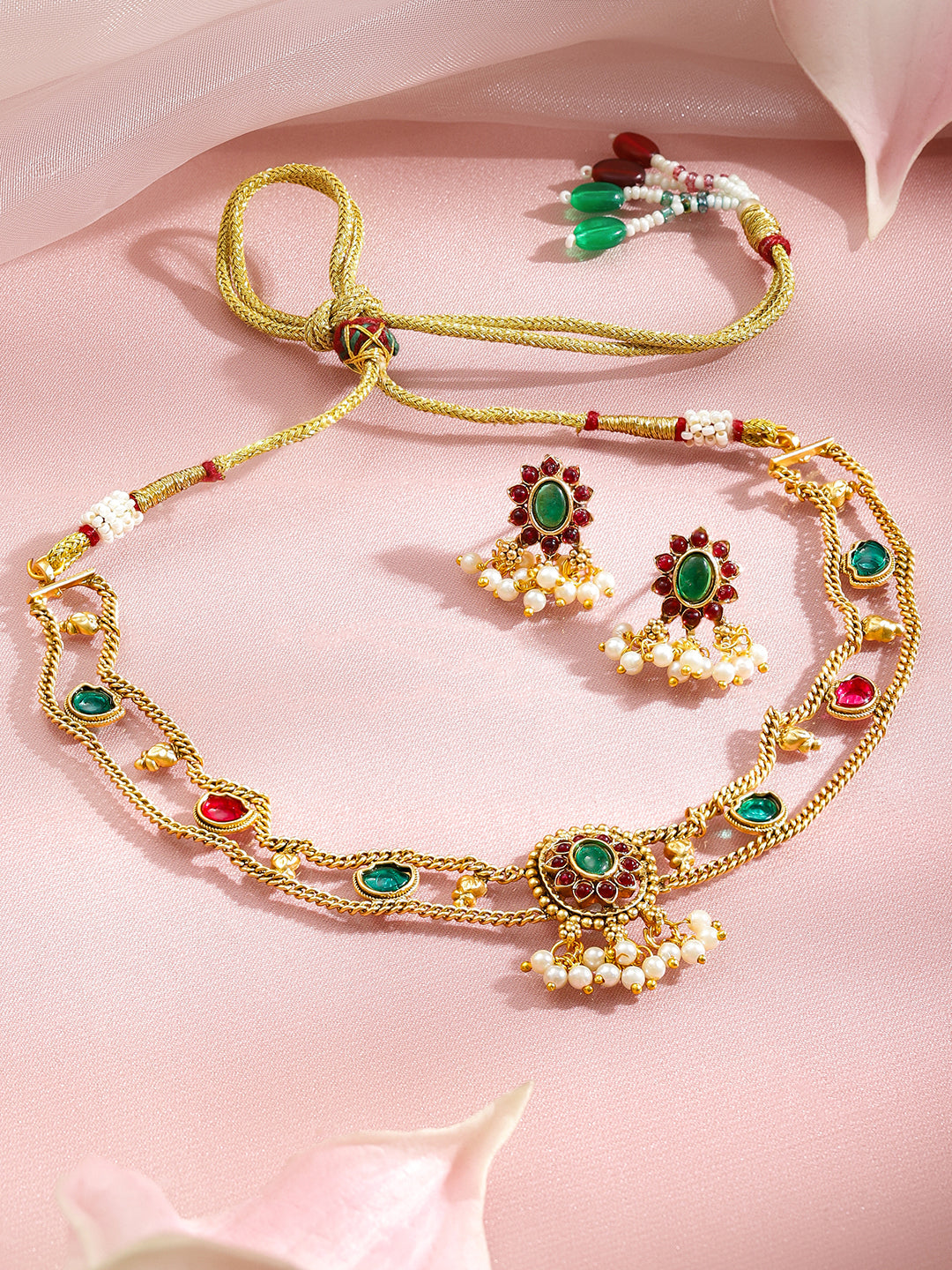 Golden Ritual Red Green Necklace Set フリーサイズ