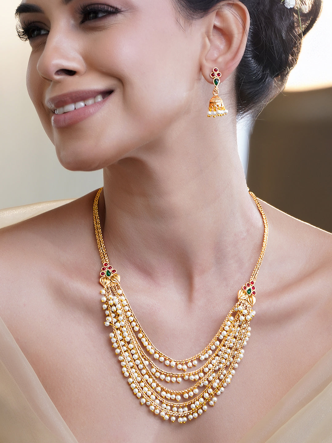 Pearl Bloom Traditional Necklace Set フリーサイズ