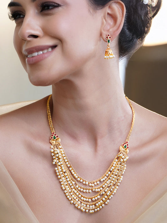 Pearl Bloom Traditional Necklace Set フリーサイズ