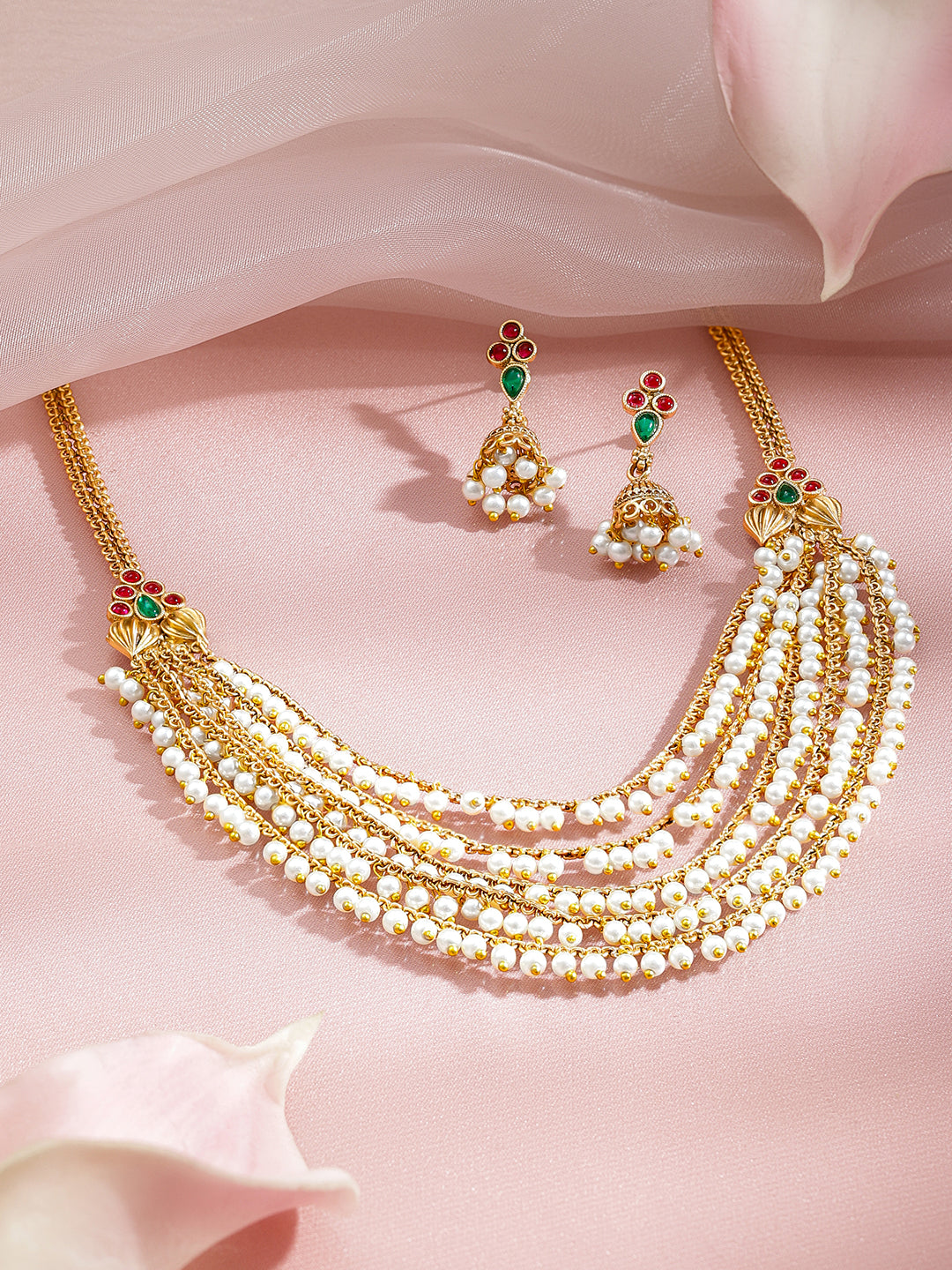 Pearl Bloom Traditional Necklace Set フリーサイズ