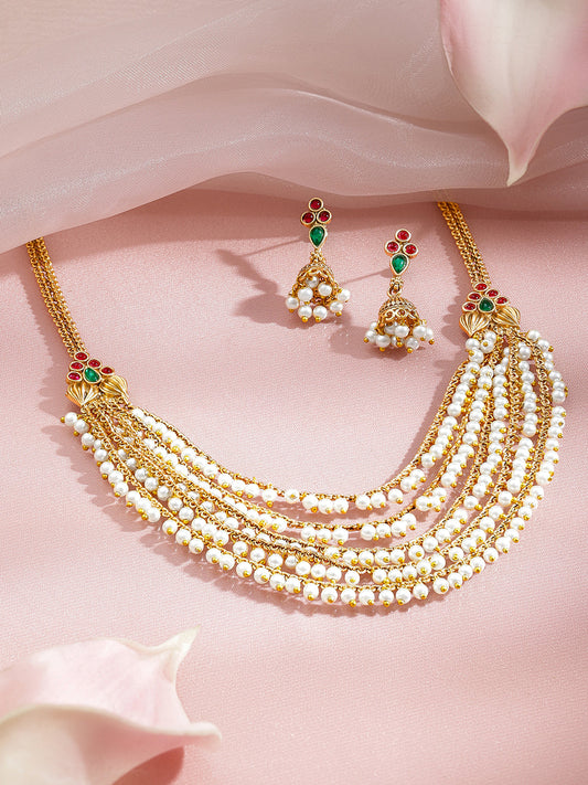 Pearl Bloom Traditional Necklace Set フリーサイズ