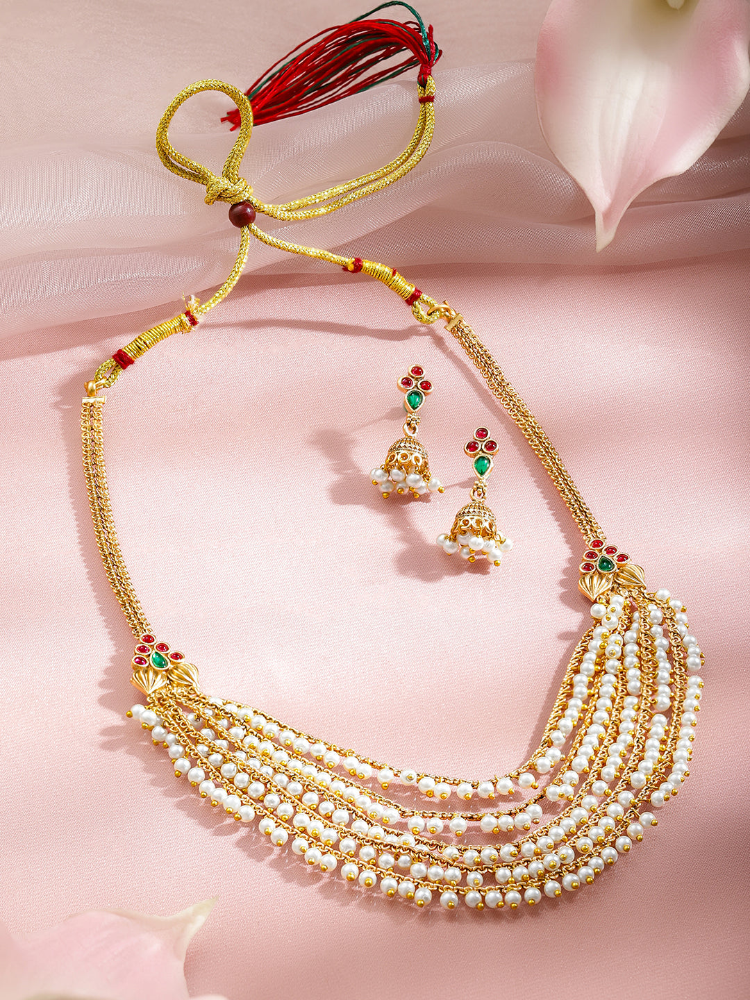 Pearl Bloom Traditional Necklace Set フリーサイズ