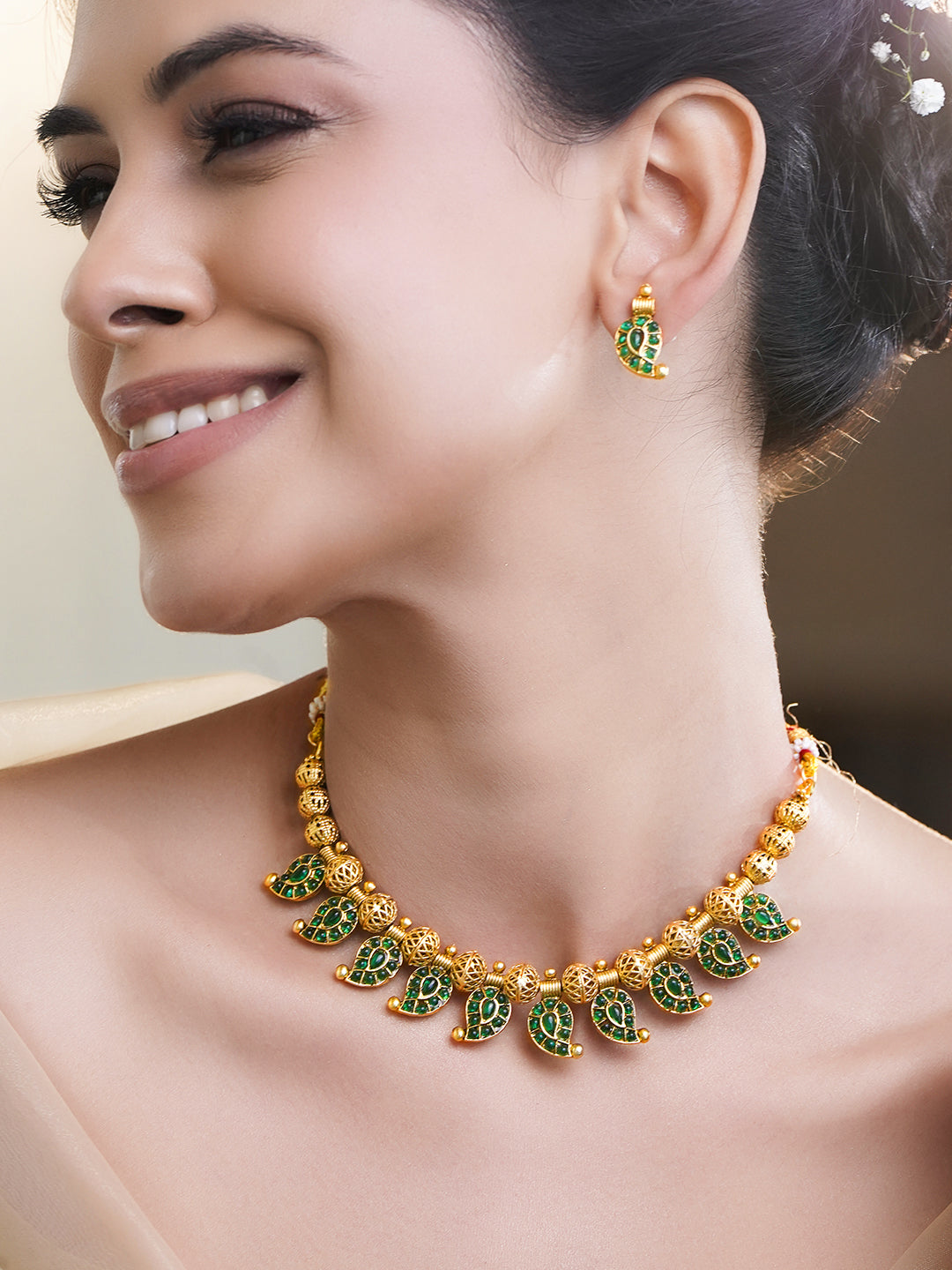 Artisan Crafted Green Necklace Set フリーサイズ