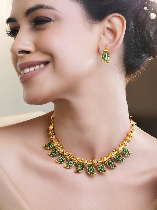 Artisan Crafted Green Necklace Set フリーサイズ