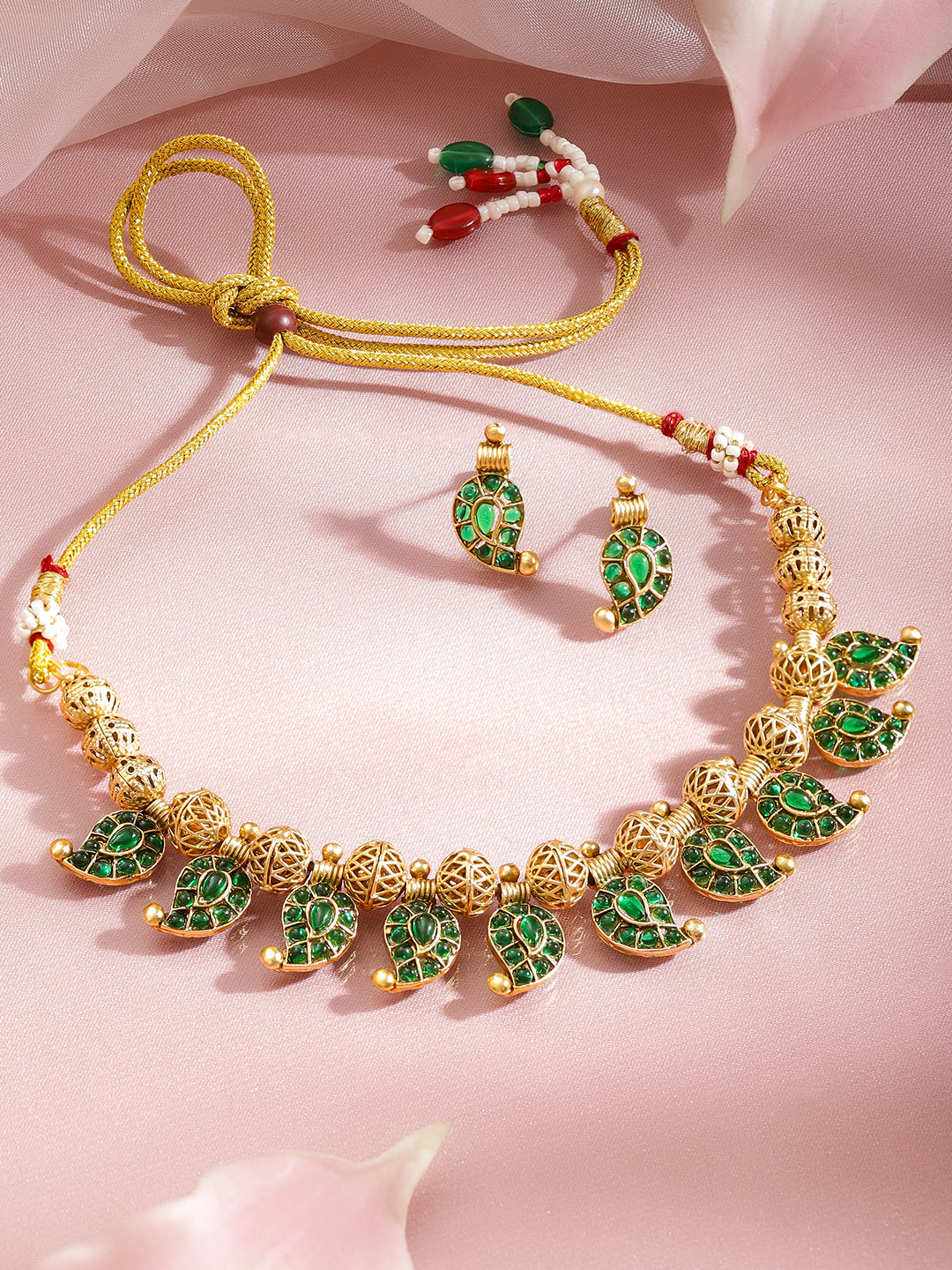 Artisan Crafted Green Necklace Set フリーサイズ