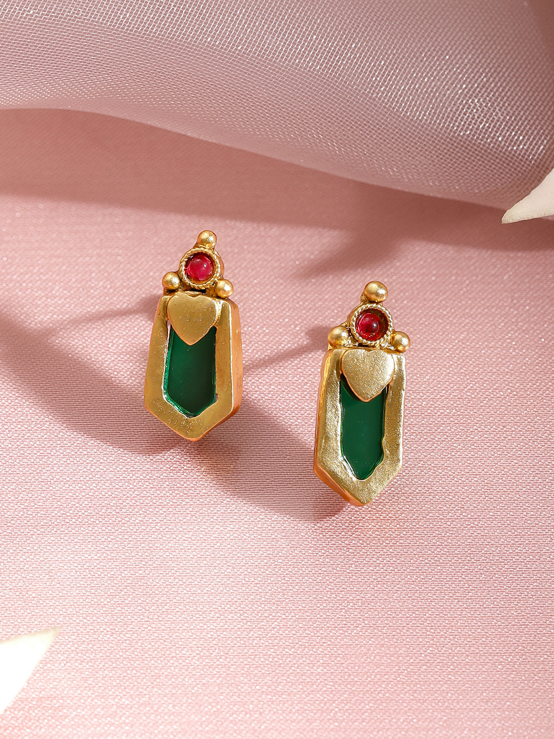 Minimal Greens-Pink Golden Necklace Set フリーサイズ