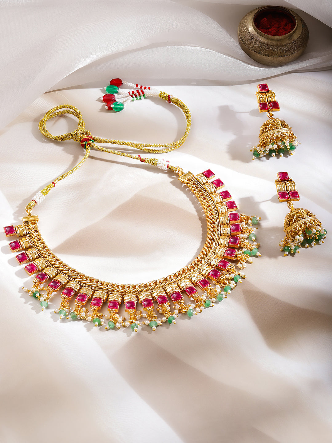 Twin Magic Green & Pink Necklace Set フリーサイズ