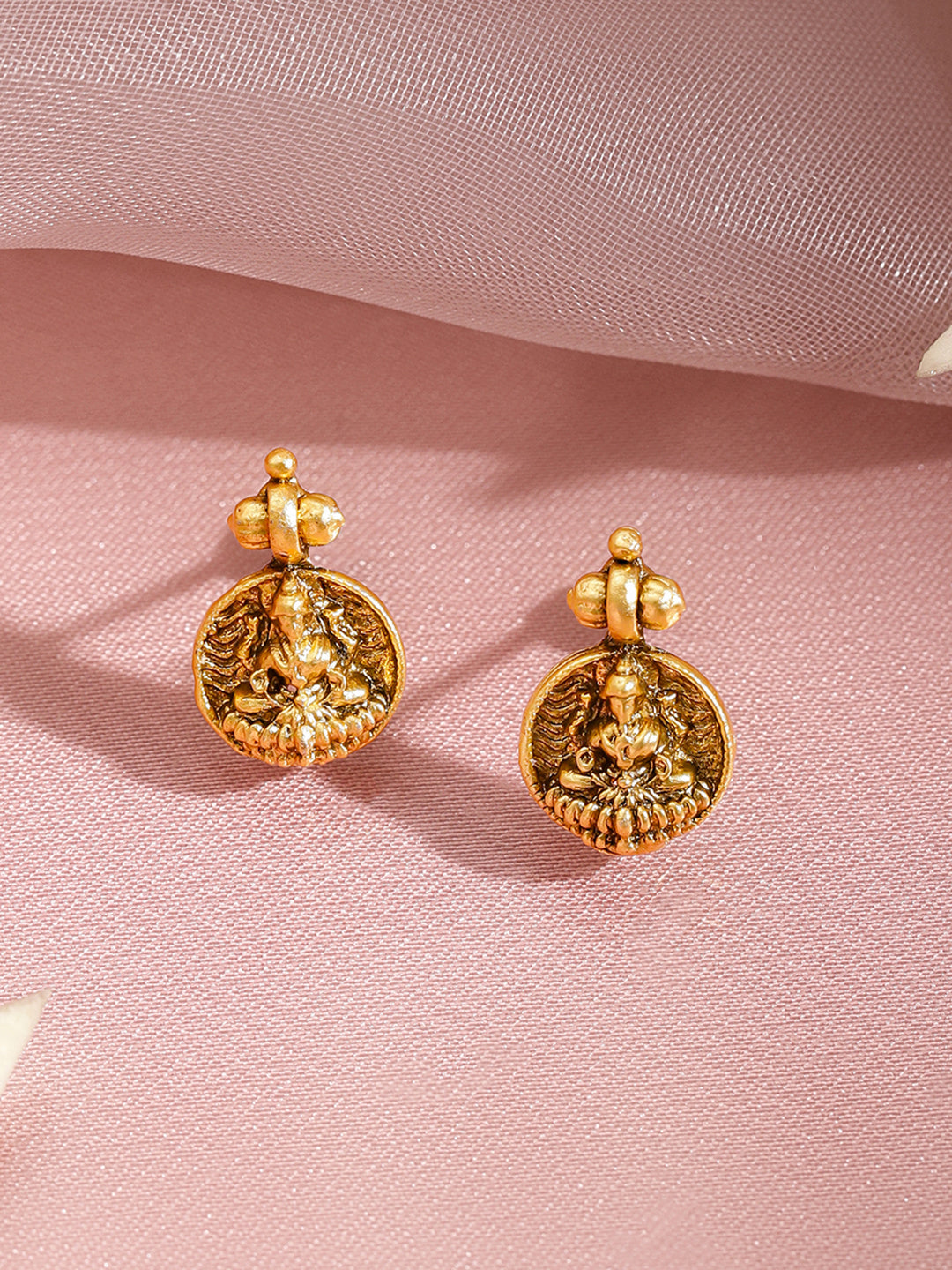 Laxmi Motif Gold Tone Necklace Set フリーサイズ
