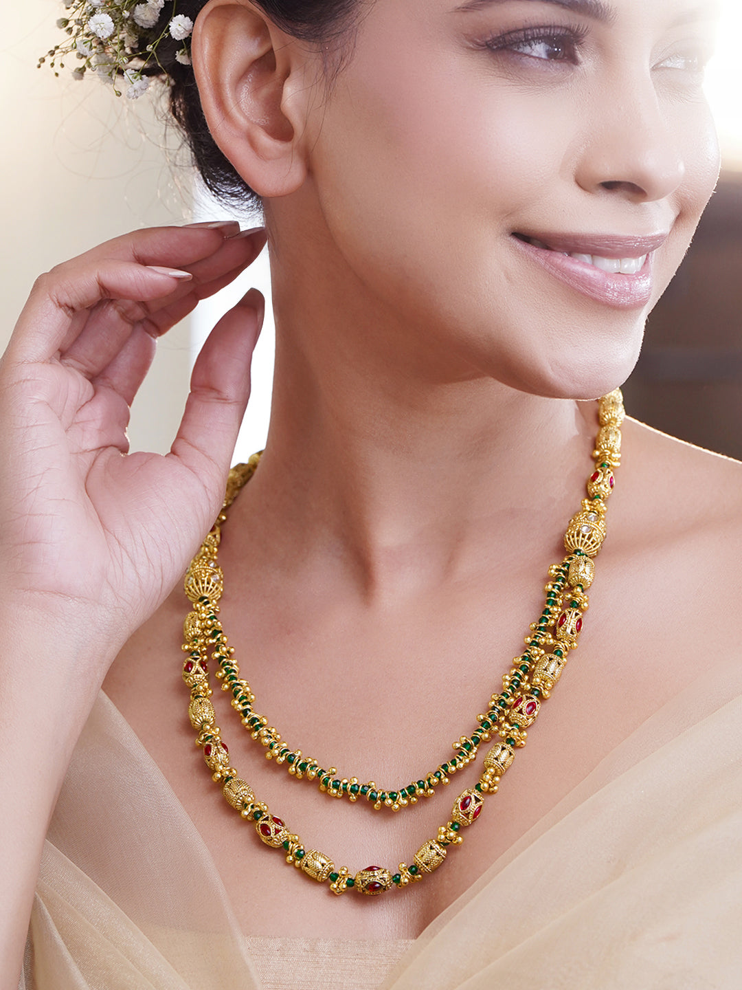 Ethnic Harmony Golden Necklace Set フリーサイズ