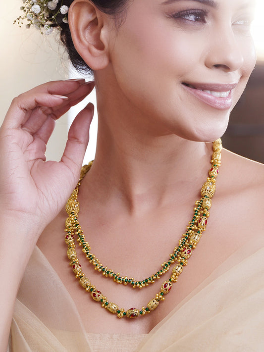 Ethnic Harmony Golden Necklace Set フリーサイズ