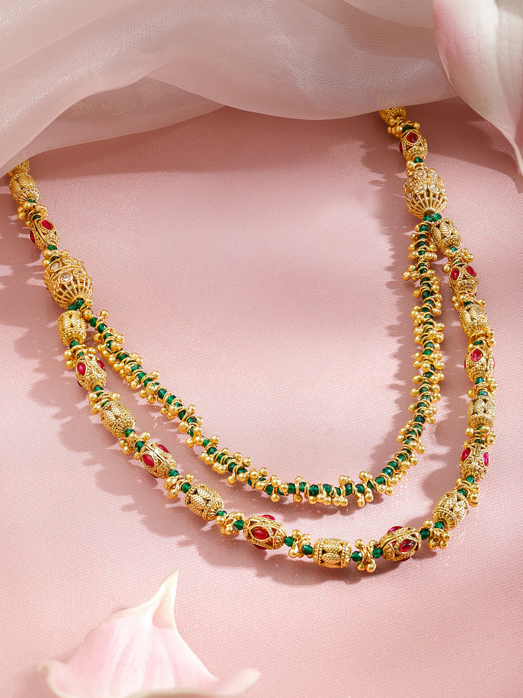 Ethnic Harmony Golden Necklace Set フリーサイズ