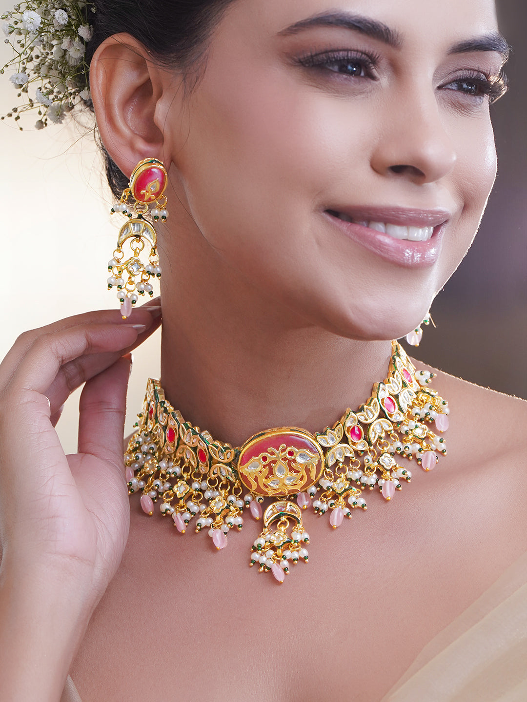 Wedding Glow Pachi Kundan Choker Set フリーサイズ