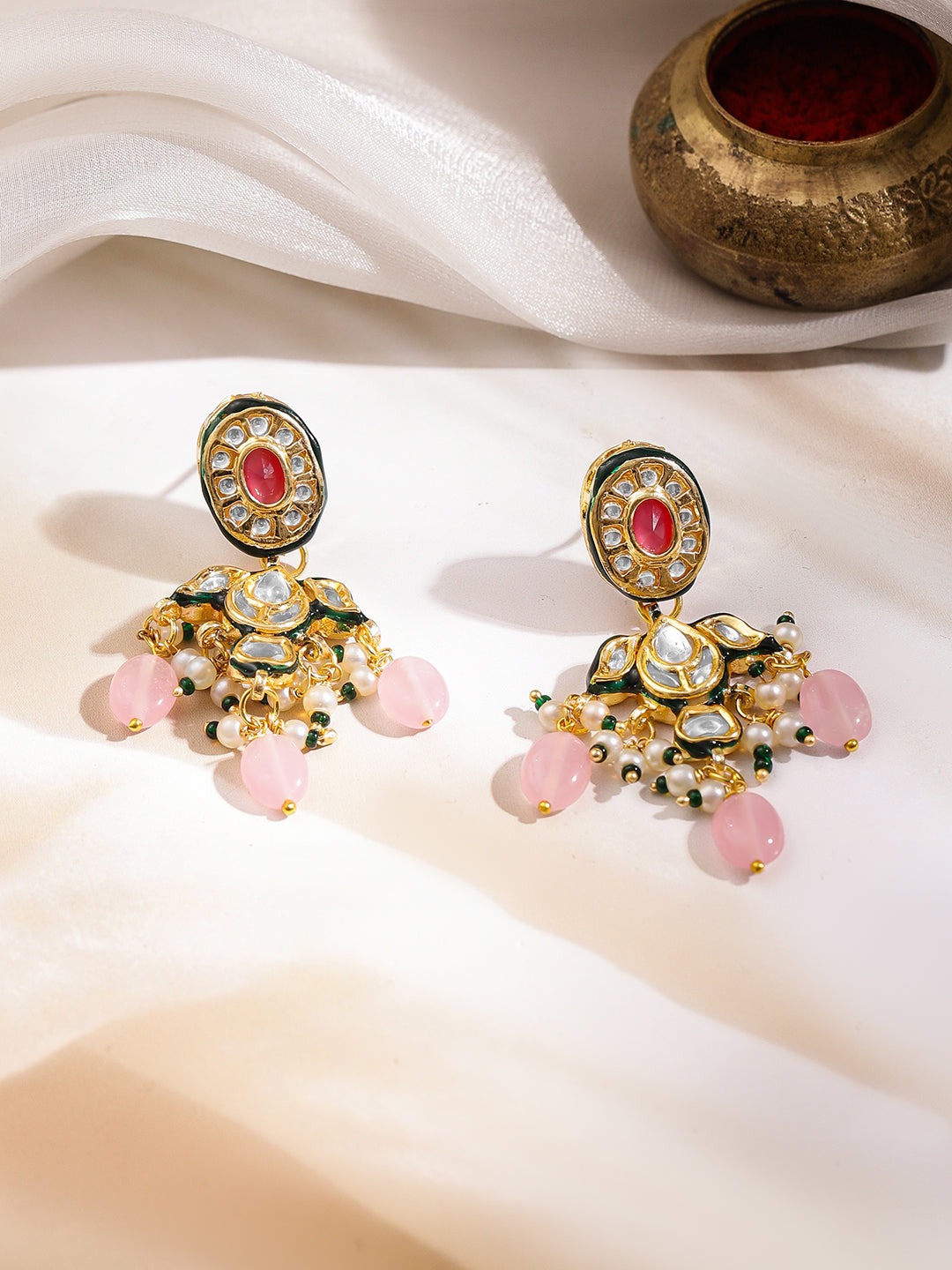 Luxury Handcrafted Pachi Kundan Necklace Set フリーサイズ