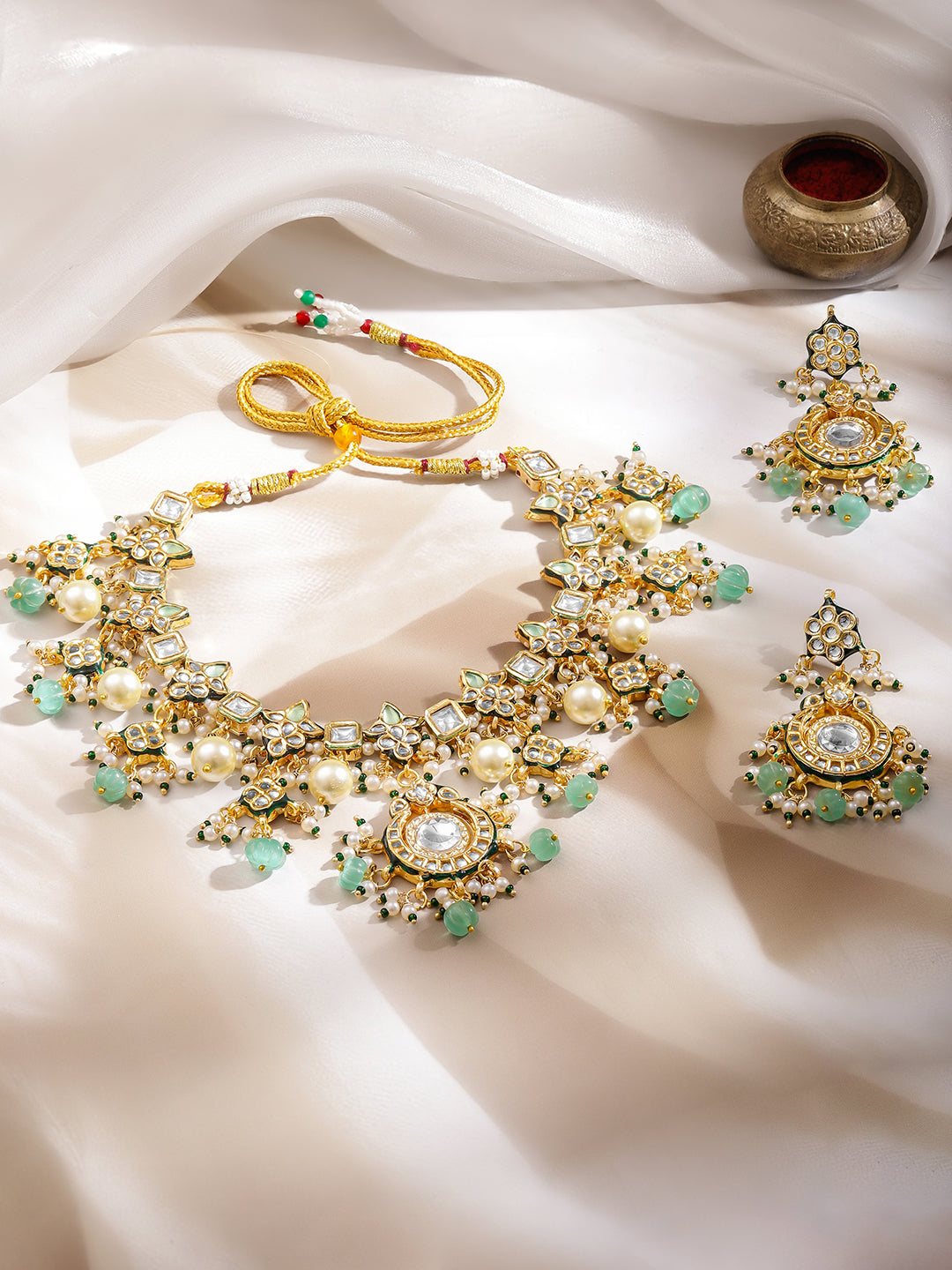 Timeless Pachi Kundan Statement Necklace Set フリーサイズ