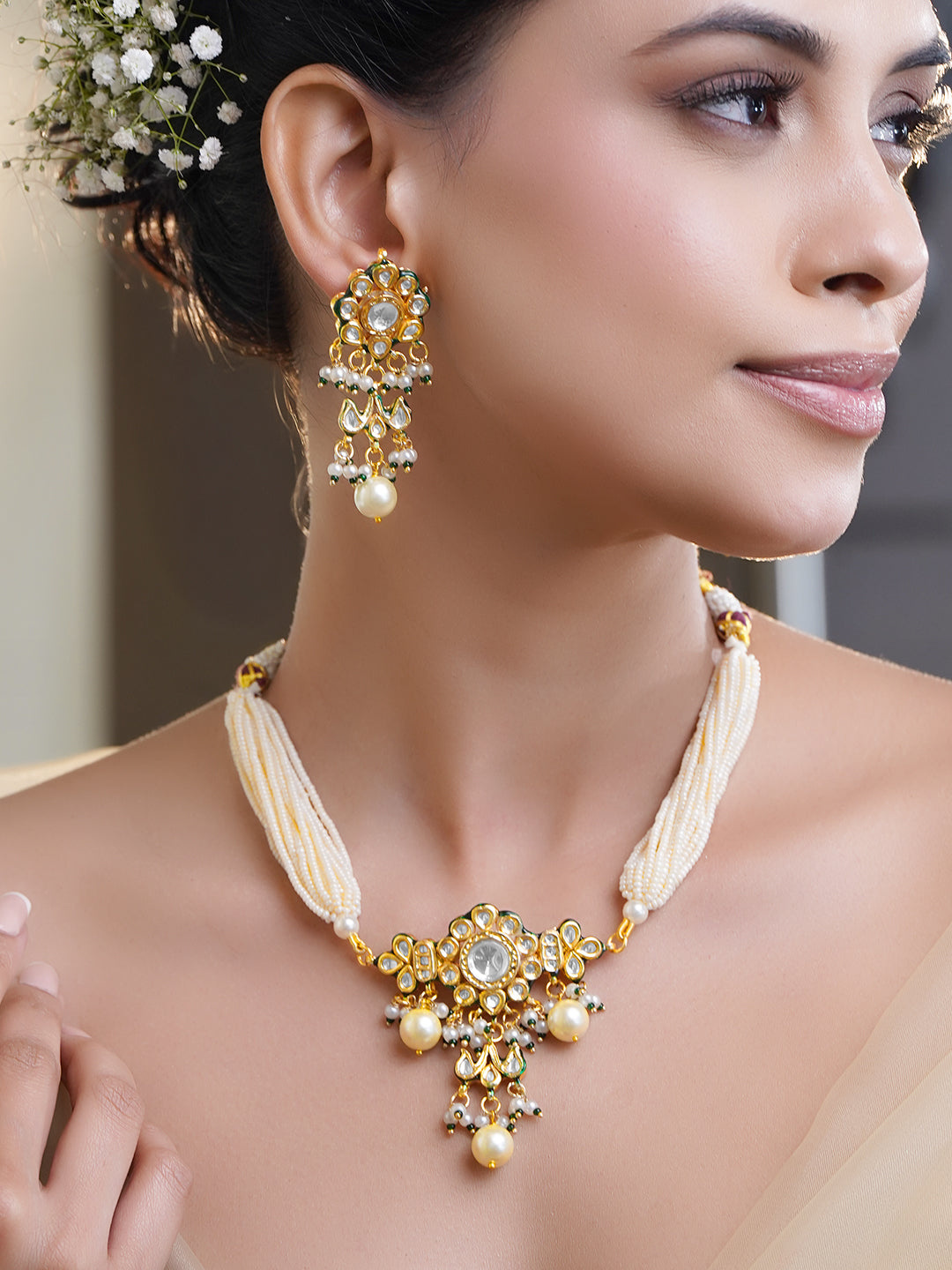 Festive Radiance Kundan Pearl Choker Set フリーサイズ