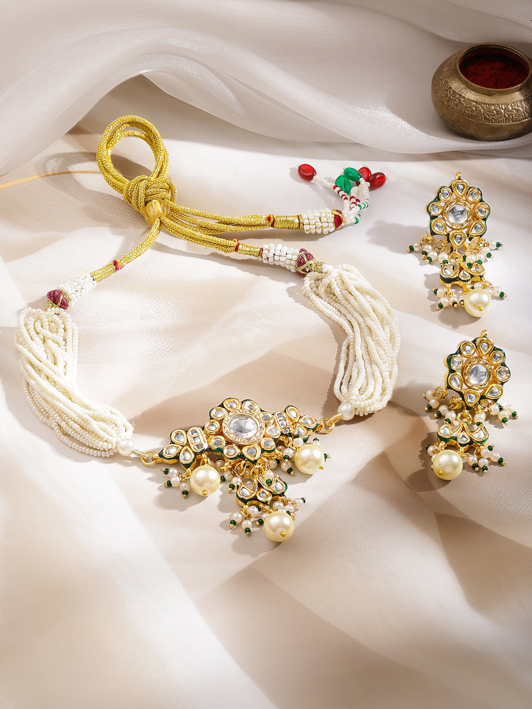 Festive Radiance Kundan Pearl Choker Set フリーサイズ
