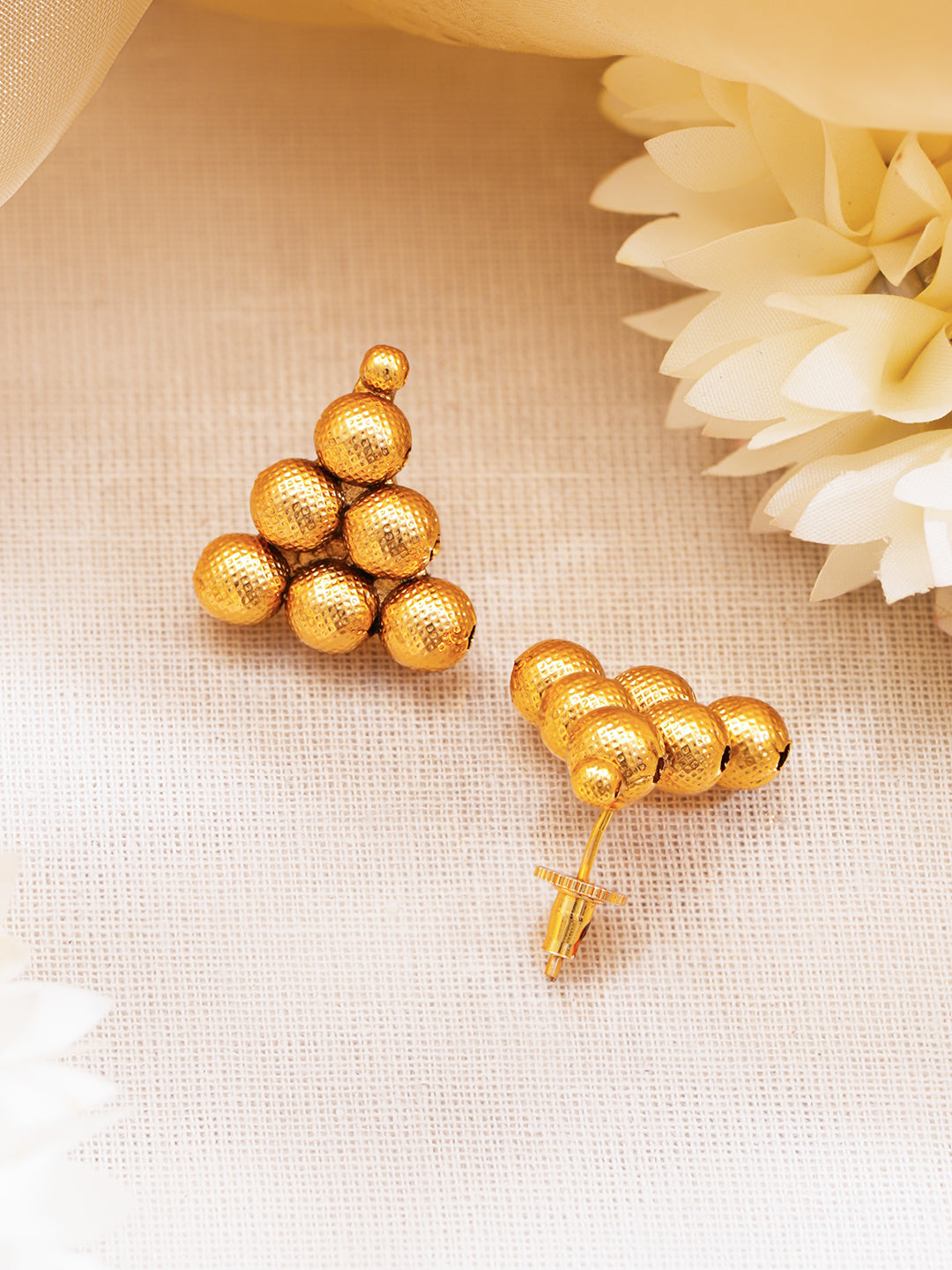 Gold Plated Brass Gold Beaded Layered Choker Necklace Set フリーサイズ