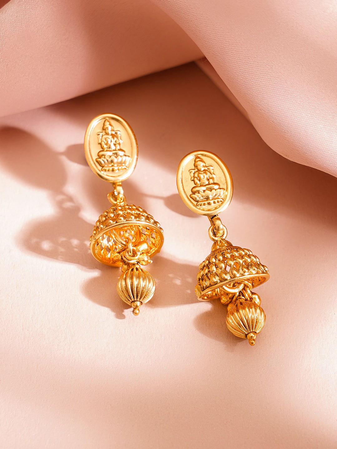 Gold Plated Brass Gold Temple Charm Necklace Set フリーサイズ