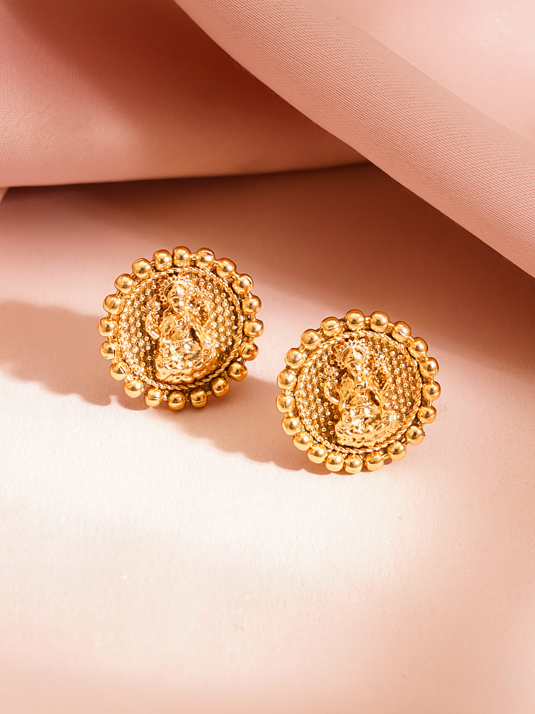 Gold Plated Brass Gold Temple Coin Necklace Set フリーサイズ