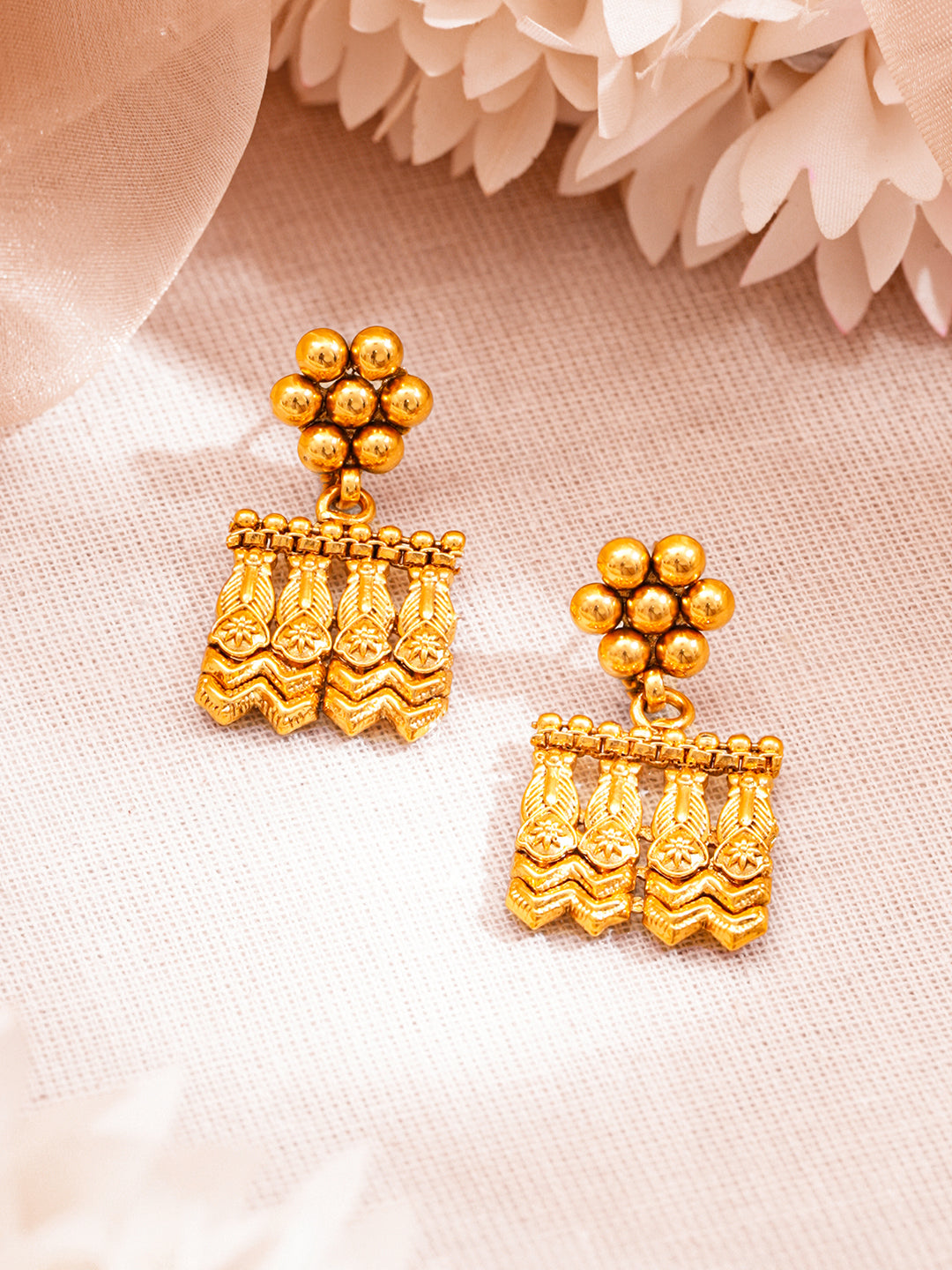 Gold Plated Brass Gold Geometric Fringe Choker Necklace Set フリーサイズ