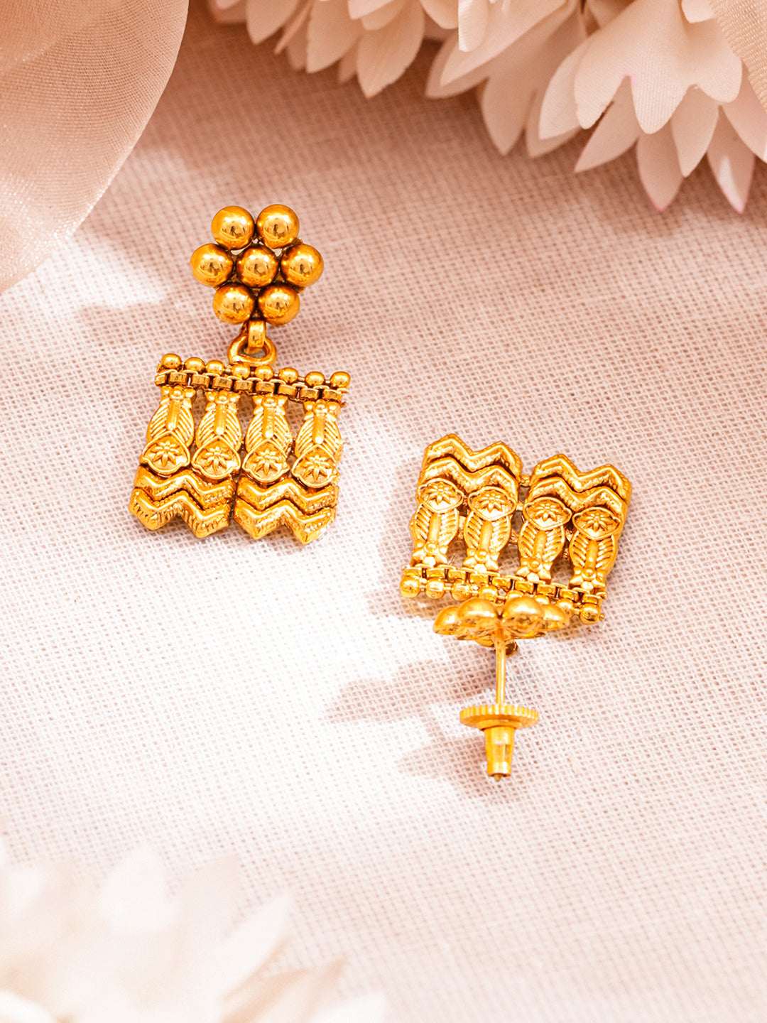 Gold Plated Brass Gold Geometric Fringe Choker Necklace Set フリーサイズ