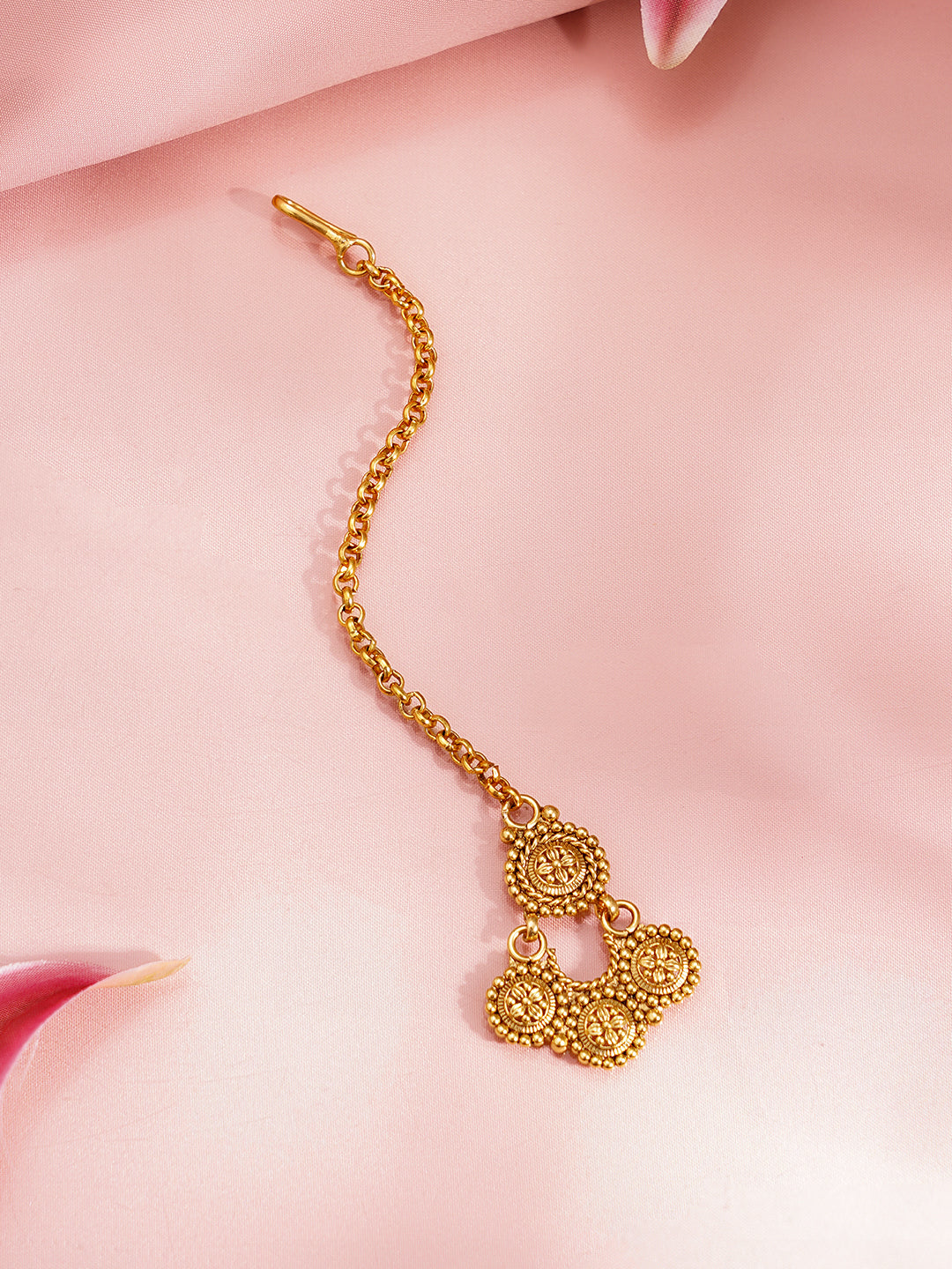 Gold Plated Brass Gold Floral Charm Necklace Set フリーサイズ