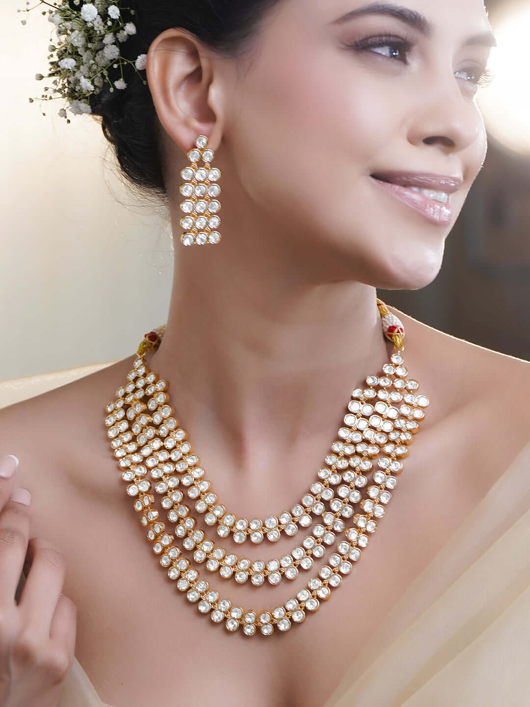 Timeless Wedding Multi Layer Kundan Necklace Set フリーサイズ