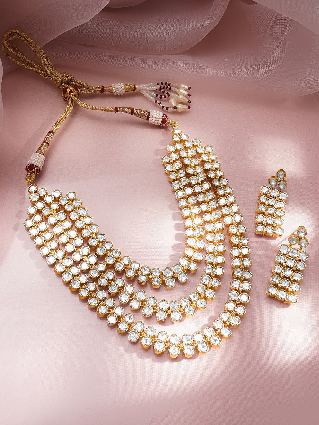 Timeless Wedding Multi Layer Kundan Necklace Set フリーサイズ