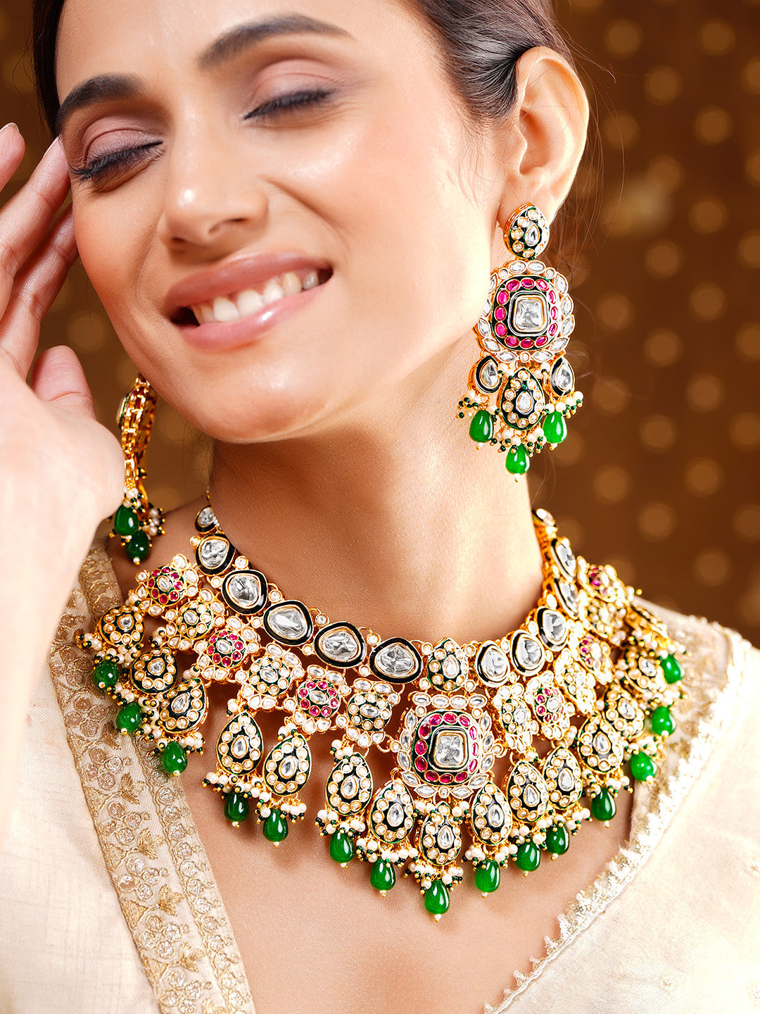 Majestic Bridal Kundan Statement Jewellery Set フリーサイズ