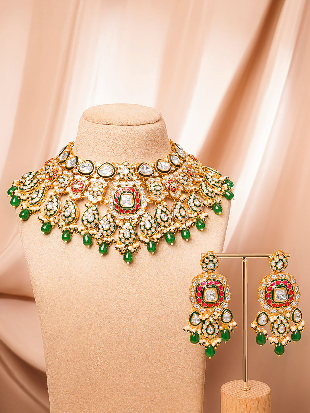 Majestic Bridal Kundan Statement Jewellery Set フリーサイズ