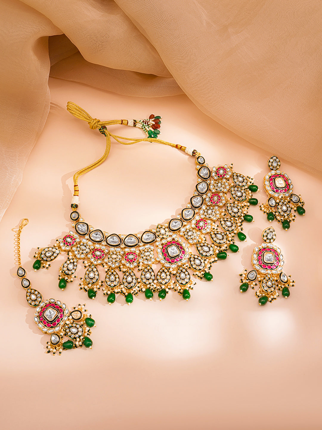 Majestic Bridal Kundan Statement Jewellery Set フリーサイズ