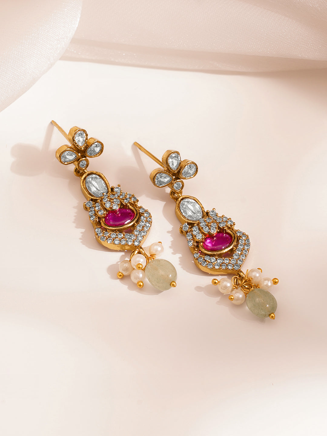 Kundan Multicolor Drop Necklace Set フリーサイズ