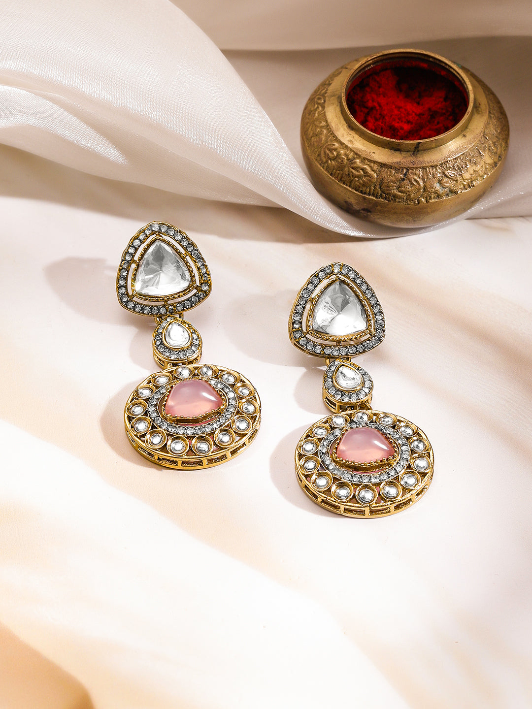 Luxury Pastel Kundan Bridal Necklace Set フリーサイズ