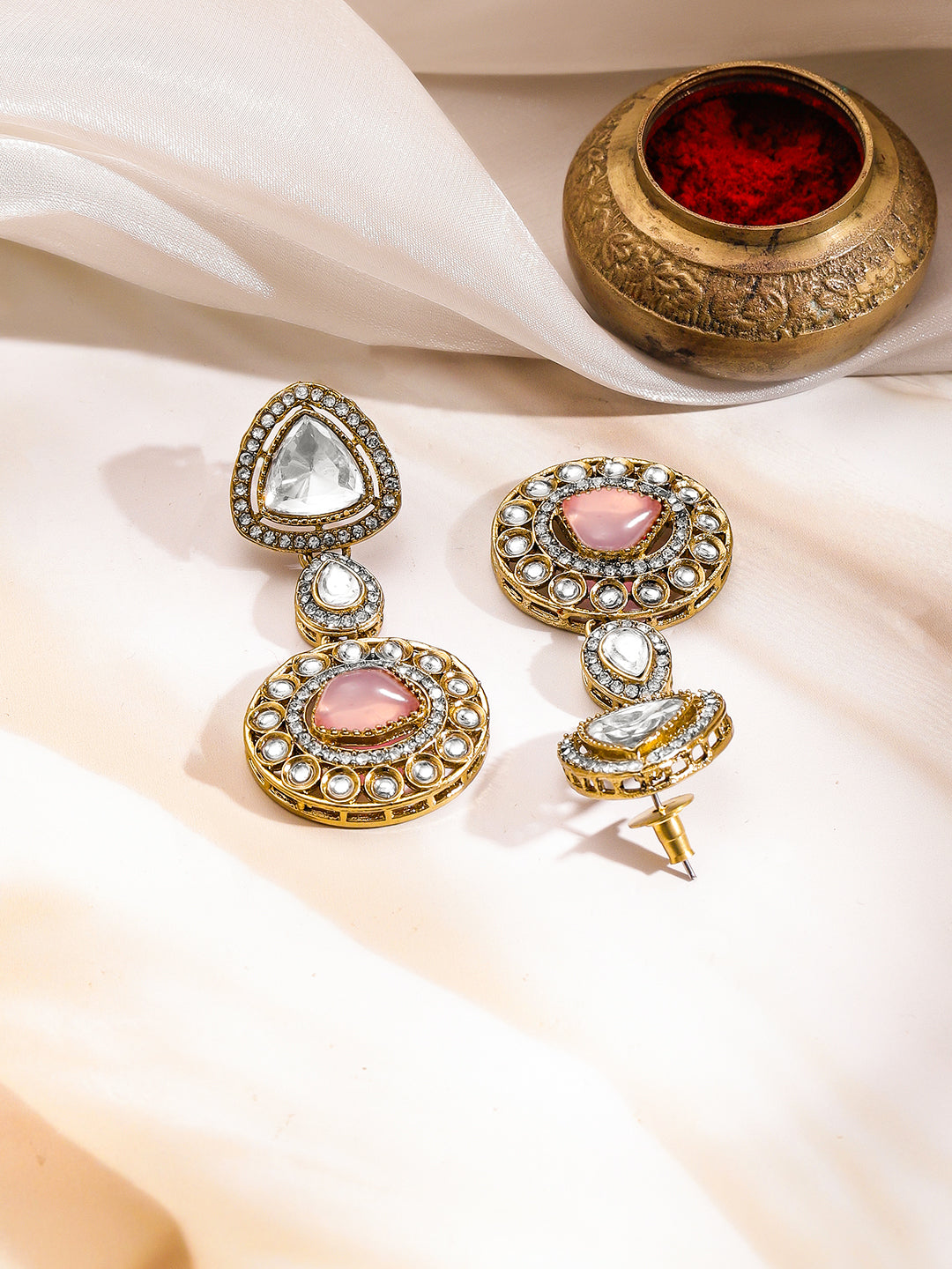 Luxury Pastel Kundan Bridal Necklace Set フリーサイズ