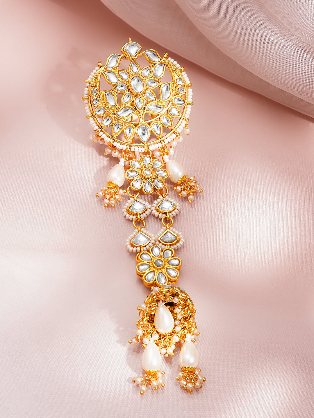 Kundan Pearl Statement Hair Accessory フリーサイズ