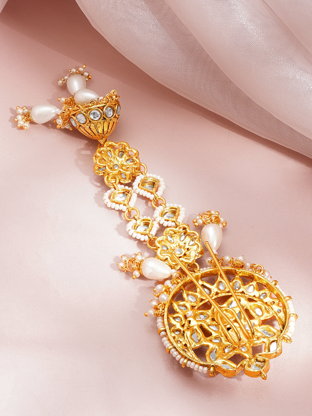 Kundan Pearl Statement Hair Accessory フリーサイズ