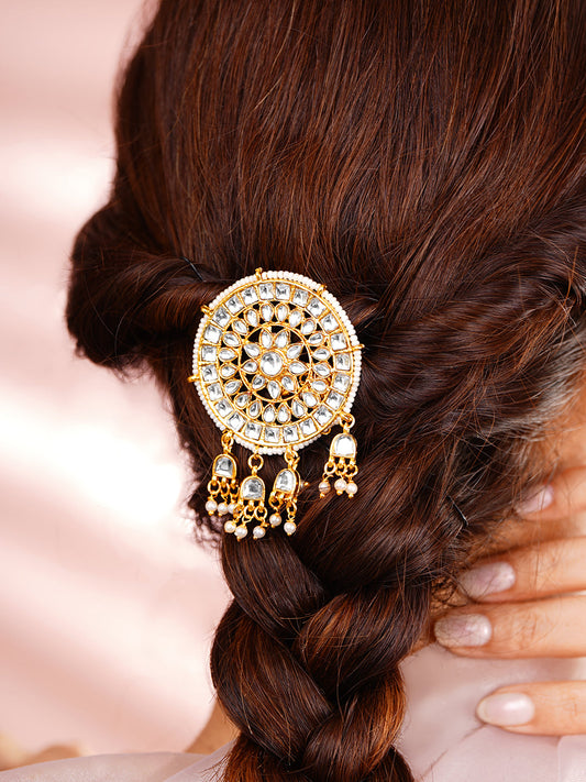 Pearl Kundan Festive Statement Hair Accessory フリーサイズ