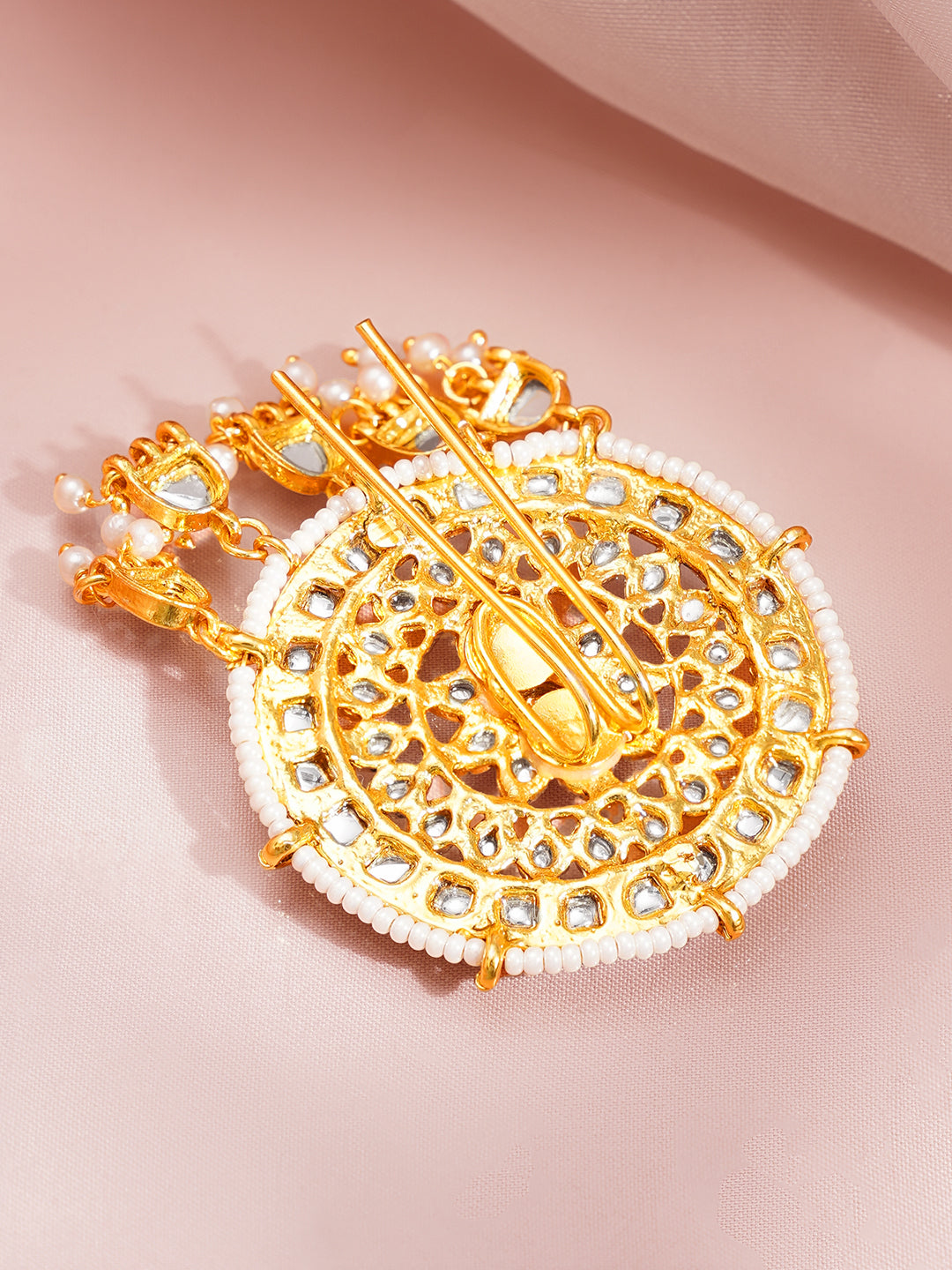 Pearl Kundan Festive Statement Hair Accessory フリーサイズ