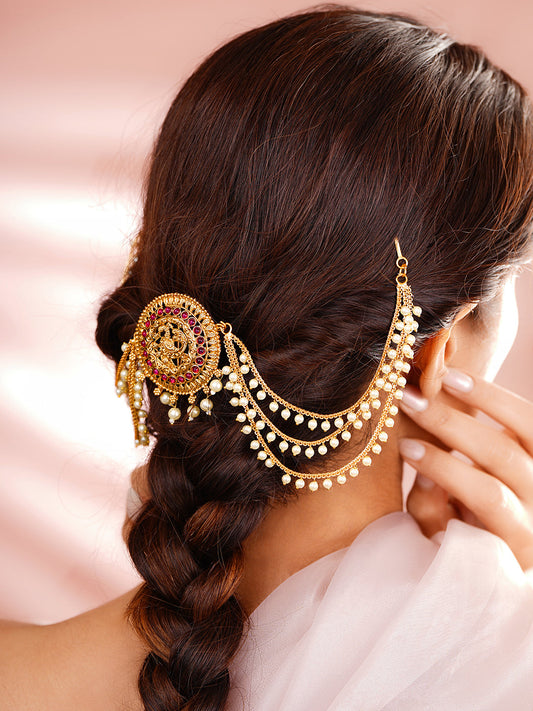 Temple Pearl Chain Hair Accessory フリーサイズ