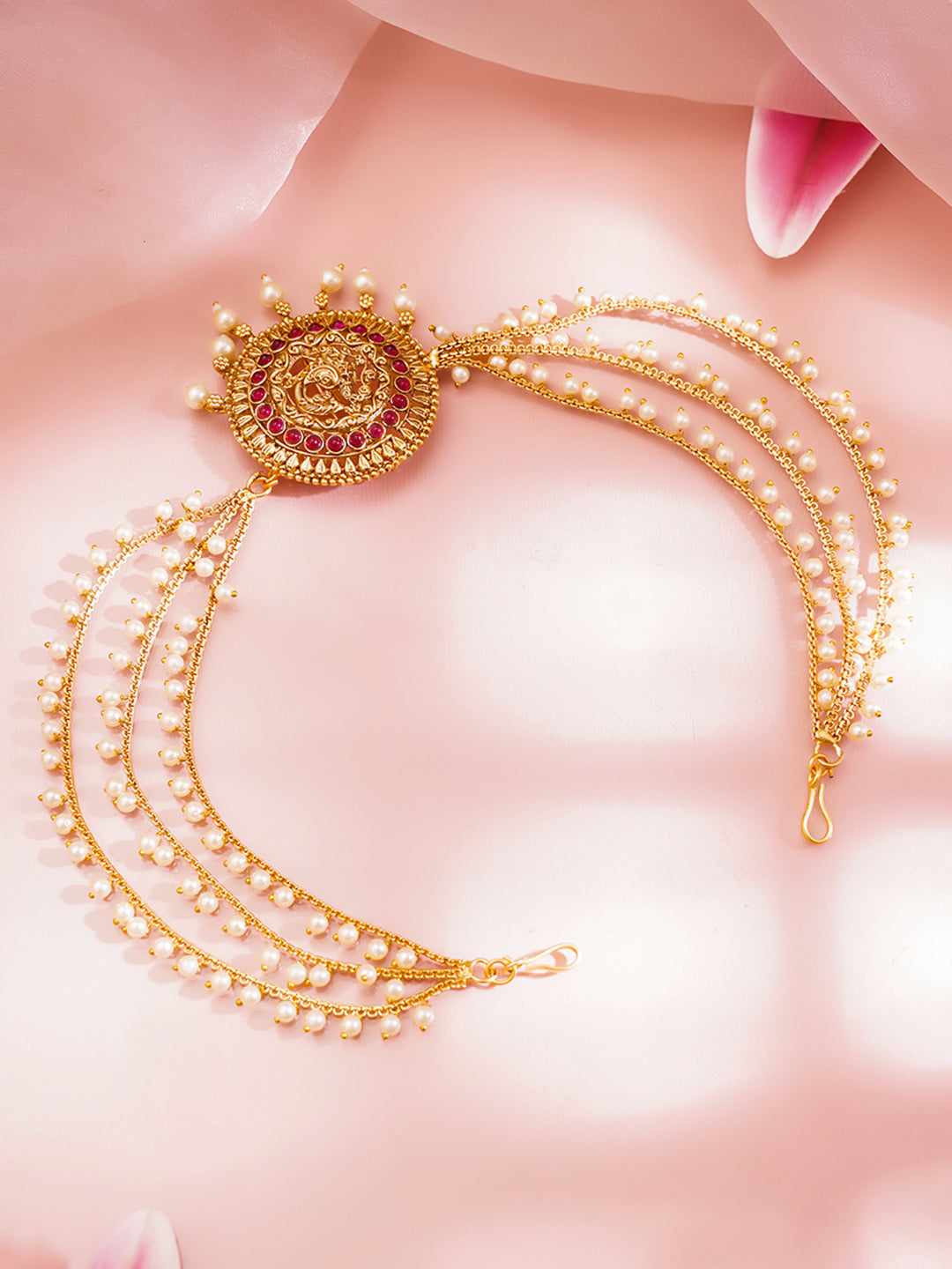 Temple Pearl Chain Hair Accessory フリーサイズ