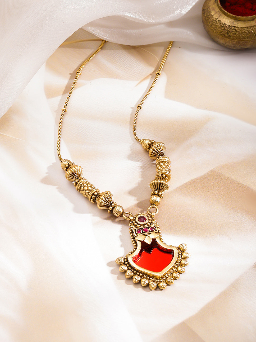 Bohemian Glow Antique Bead Necklace フリーサイズ
