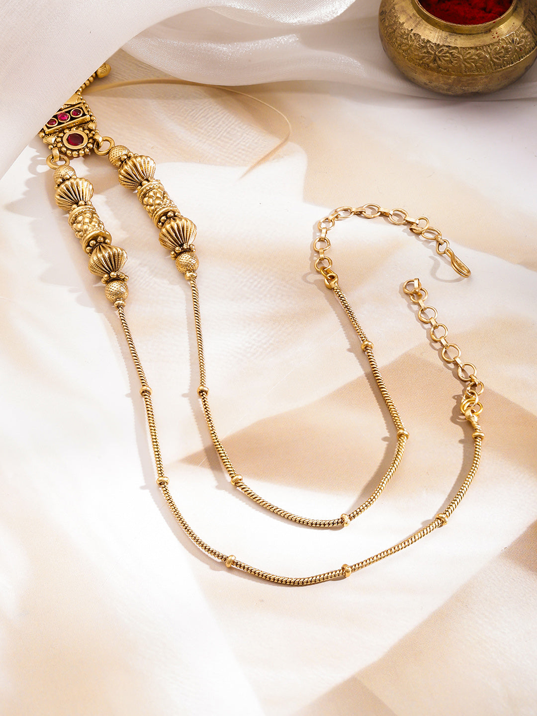 Bohemian Glow Antique Bead Necklace フリーサイズ