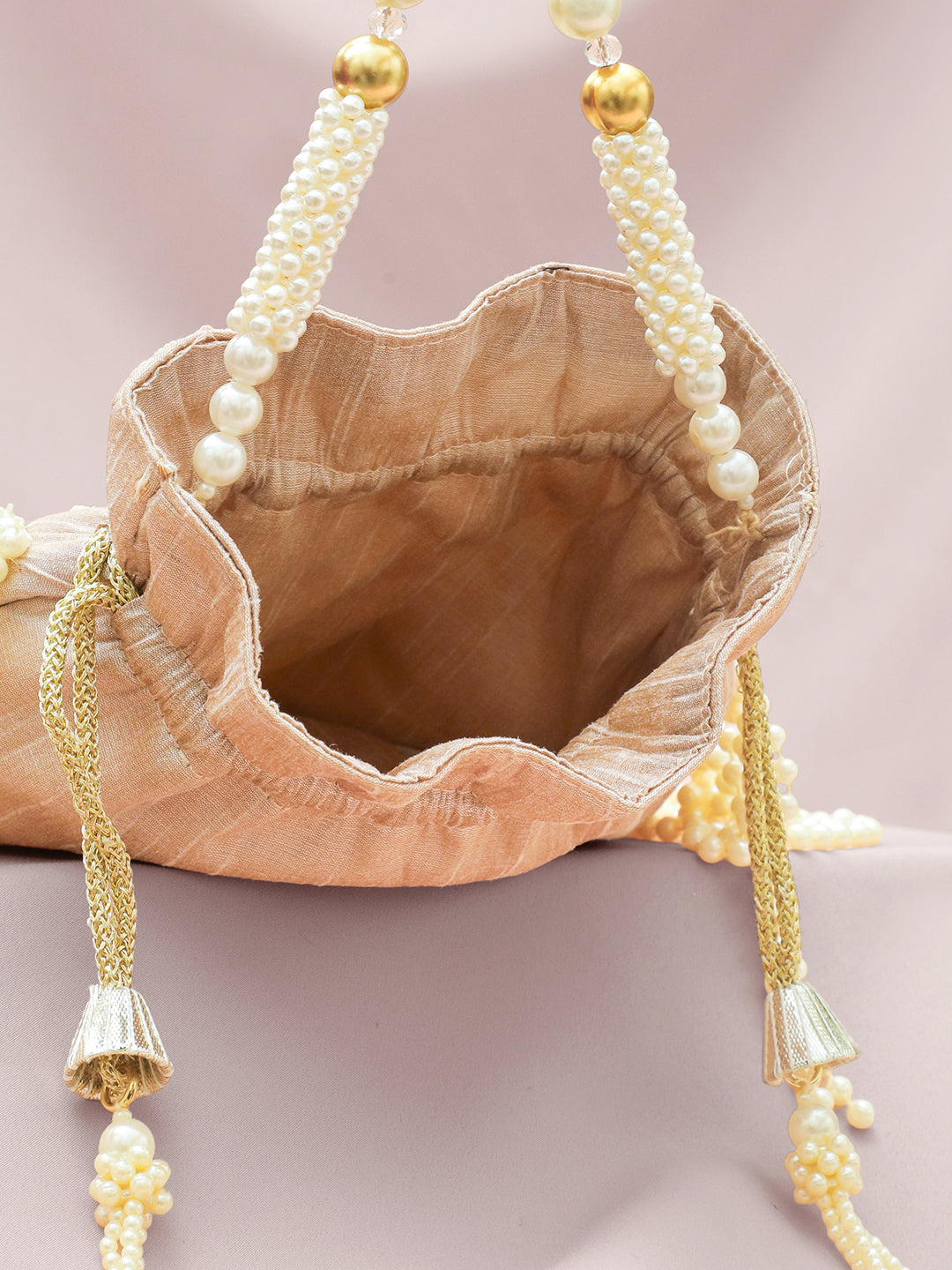 Beige Pearl Embellished Potli Bag フリーサイズ