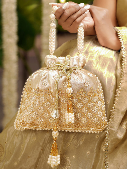 Golden Champagne Statement Potli Bag フリーサイズ