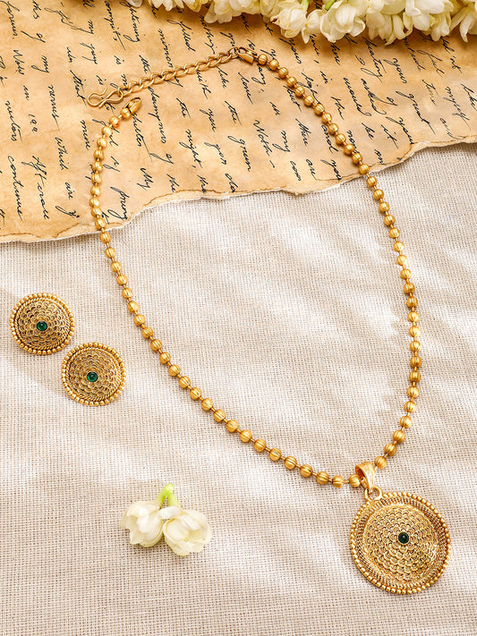Dazzling Gold Plated Pendant Set フリーサイズ