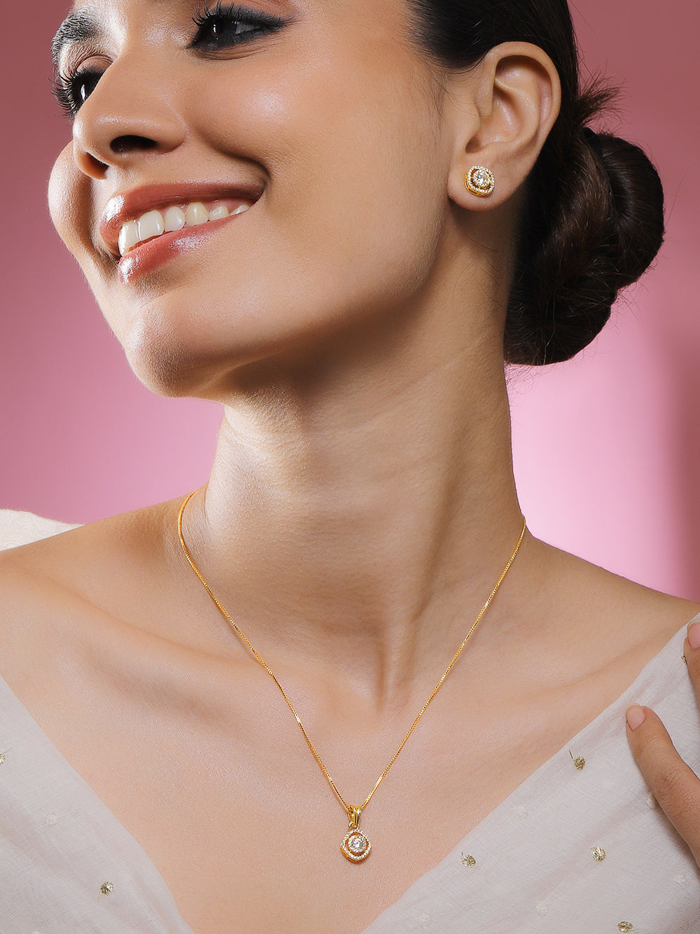 American Diamond Zirconia Necklace Set フリーサイズ