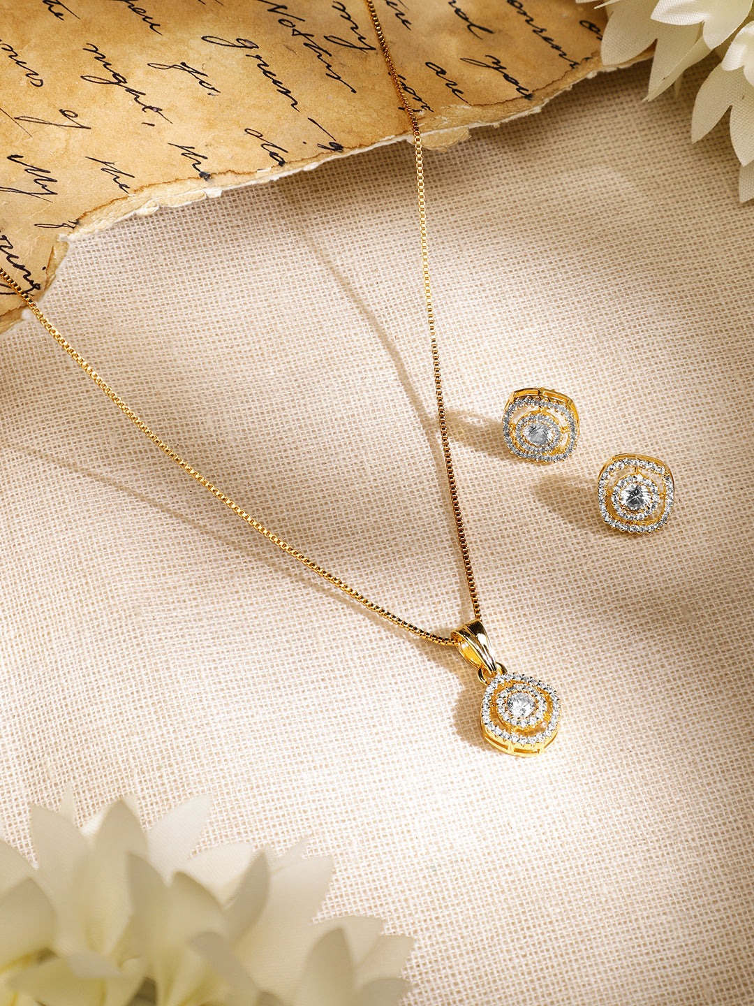 American Diamond Zirconia Necklace Set フリーサイズ