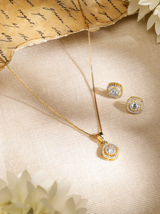 American Diamond Zirconia Necklace Set フリーサイズ