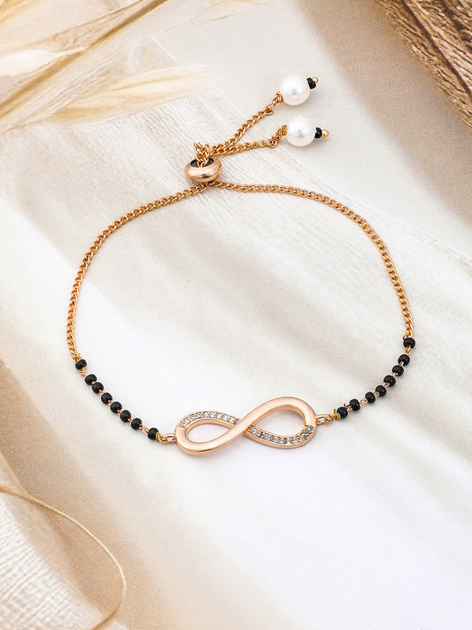 American Diamond Zirconia Infinity Mangalsutra Bracelet Rose Gold