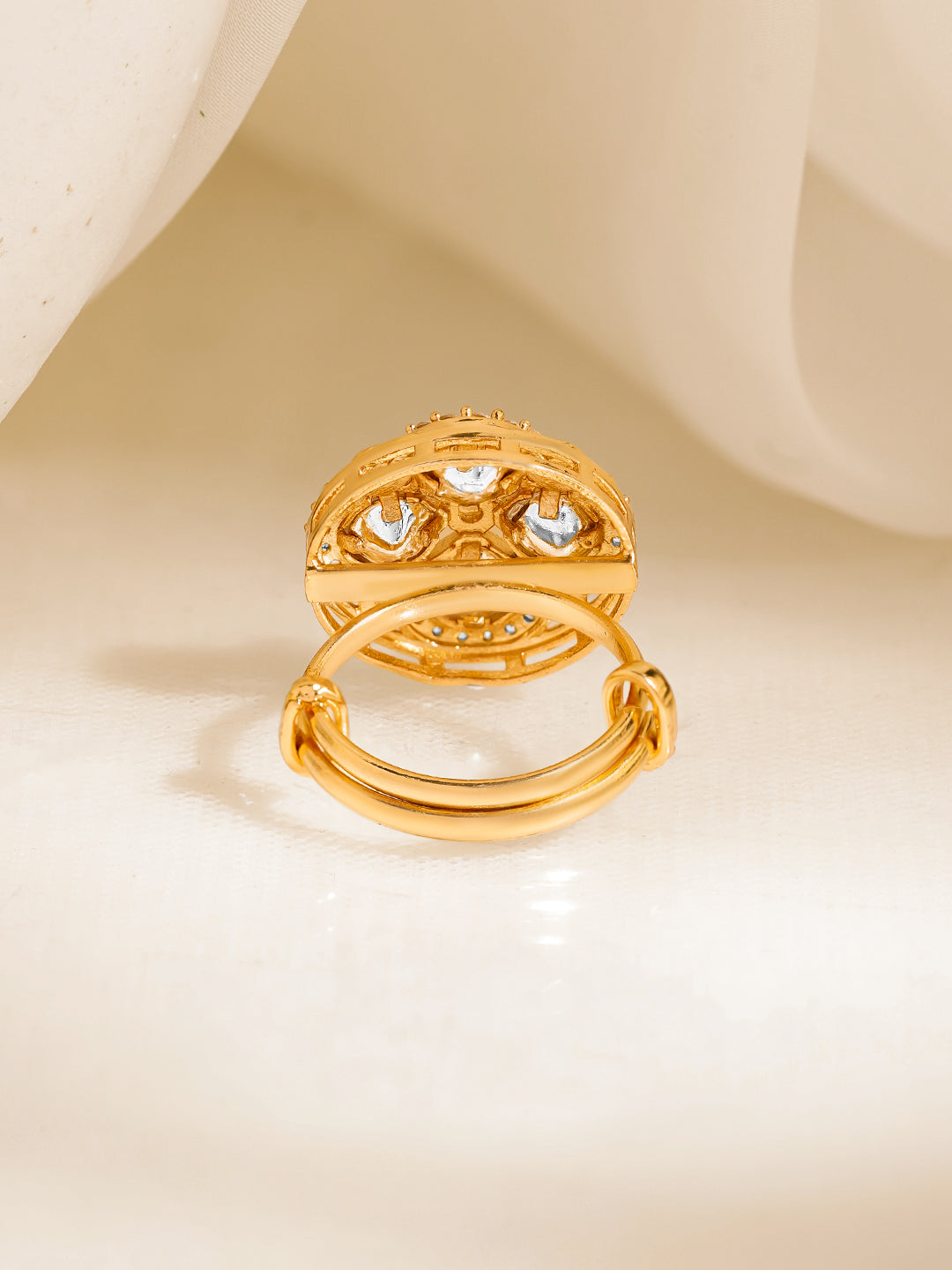Festive Glow Kundan Adjustable Ring フリーサイズ